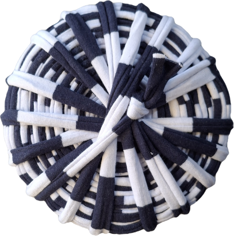 White with Navy stripes - Printed